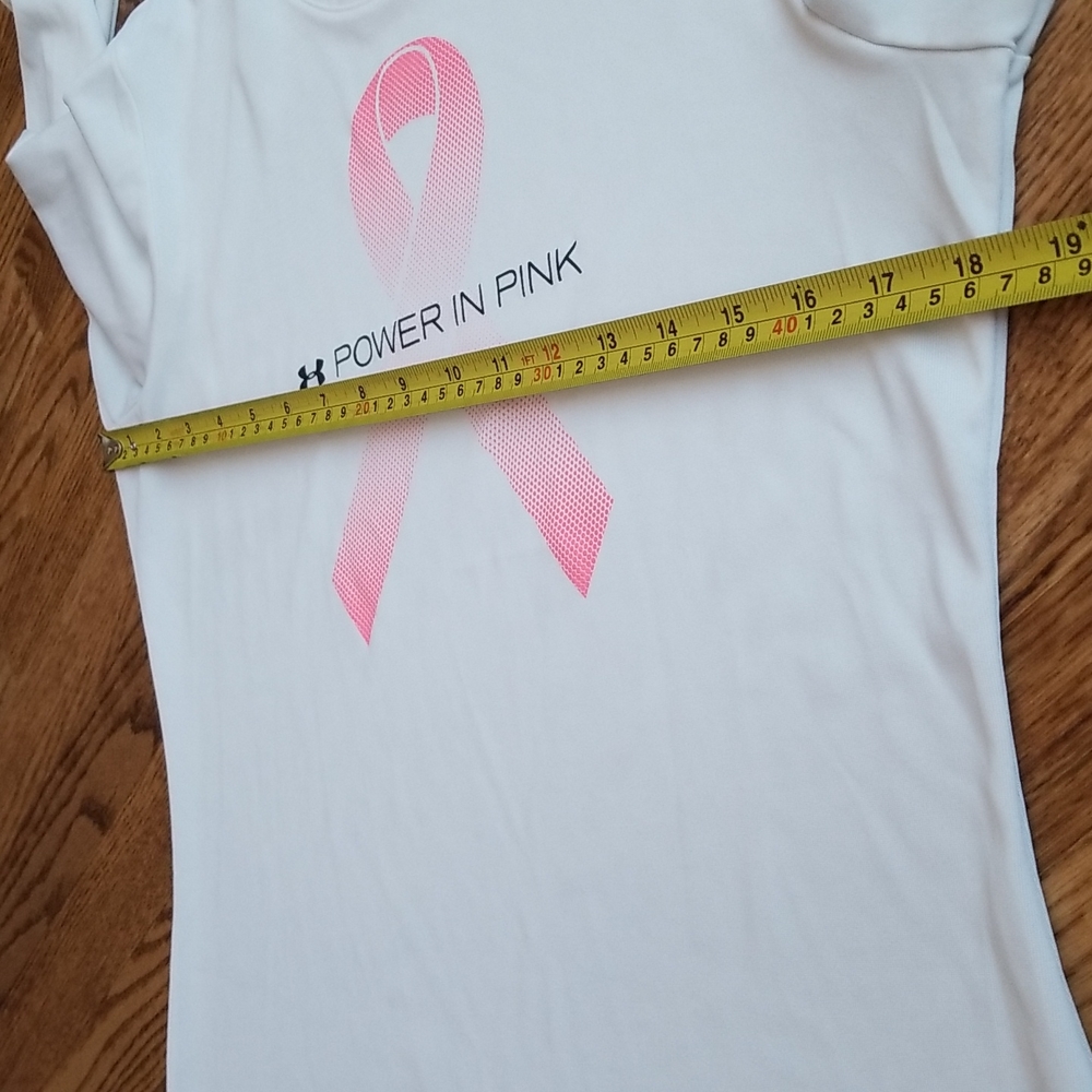 (S-M) Under Armour HeatGear Semi-Fitted Top Breast Cancer 'Power in Pink' - Picture 6 of 10